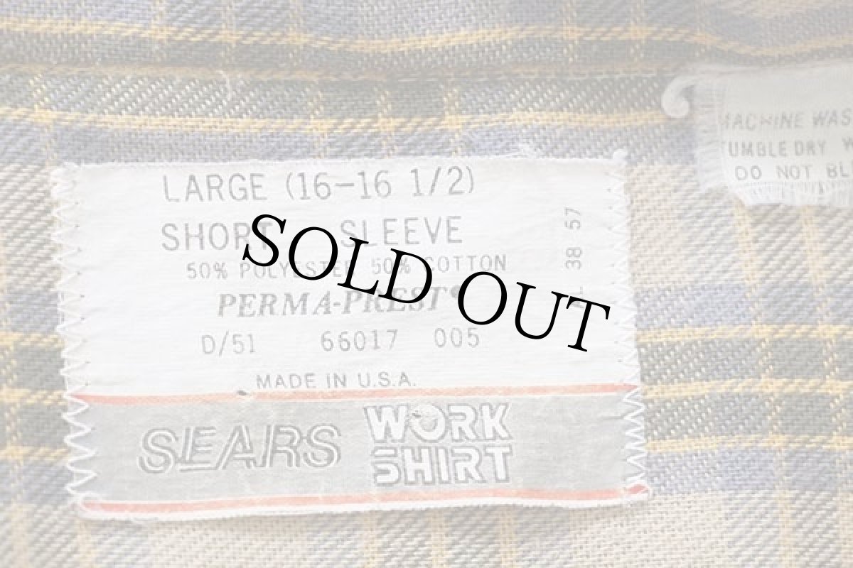 画像4: 70s USA製 SEARS チェック 半袖 ワークシャツ L (4)