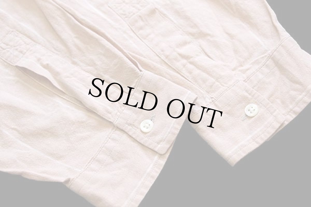 画像5: 90s ポロ ラルフローレン BENNETT ポケット付き ストライプ コットン×リネンシャツ ペールオレンジ (5)