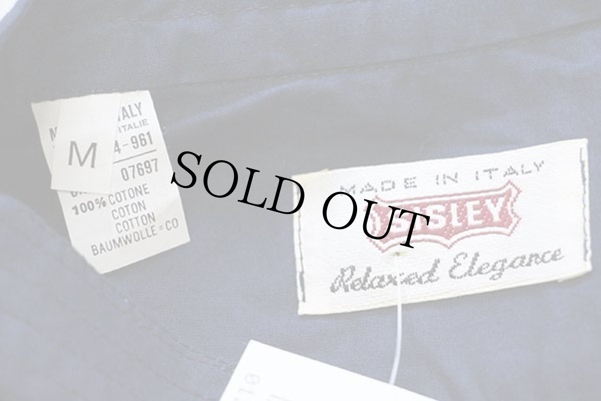 画像5: デッドストック★90s イタリア製 SISLEY 無地 バンドカラー プルオーバー 半袖 コットンシャツ 紺 M (5)