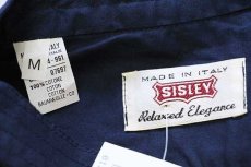 画像5: デッドストック★90s イタリア製 SISLEY 無地 バンドカラー プルオーバー 半袖 コットンシャツ 紺 M (5)