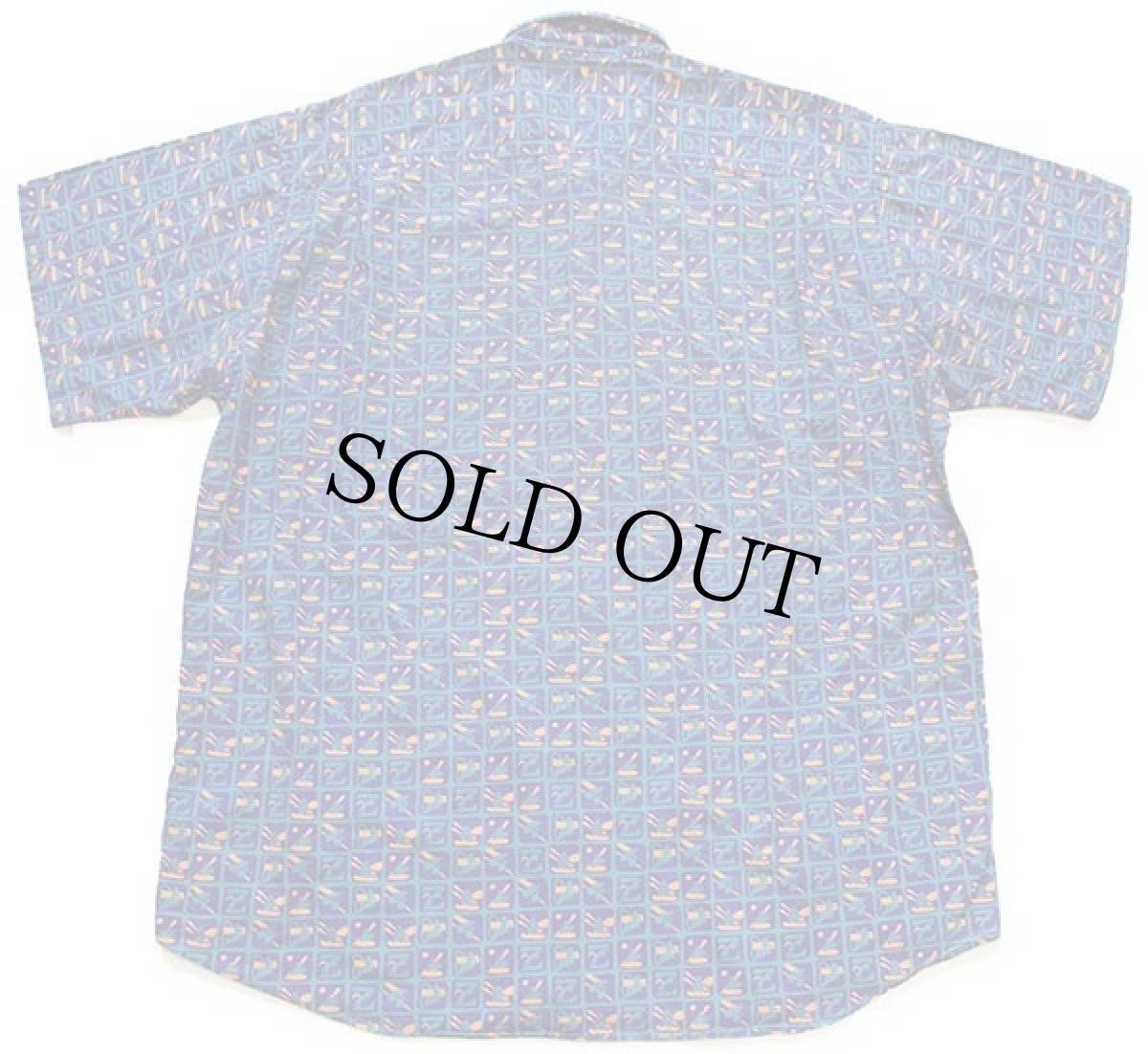 画像2: 80s USA製 L.L.Bean カヤック×ロードバイク×クライミング 総柄 半袖 コットンシャツ XL-T (2)