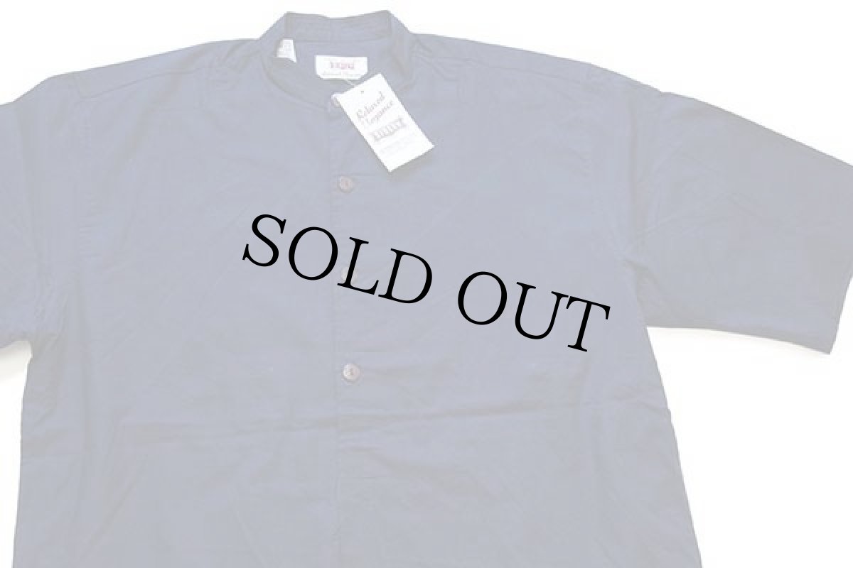 画像3: デッドストック★90s イタリア製 SISLEY 無地 バンドカラー プルオーバー 半袖 コットンシャツ 紺 M (3)