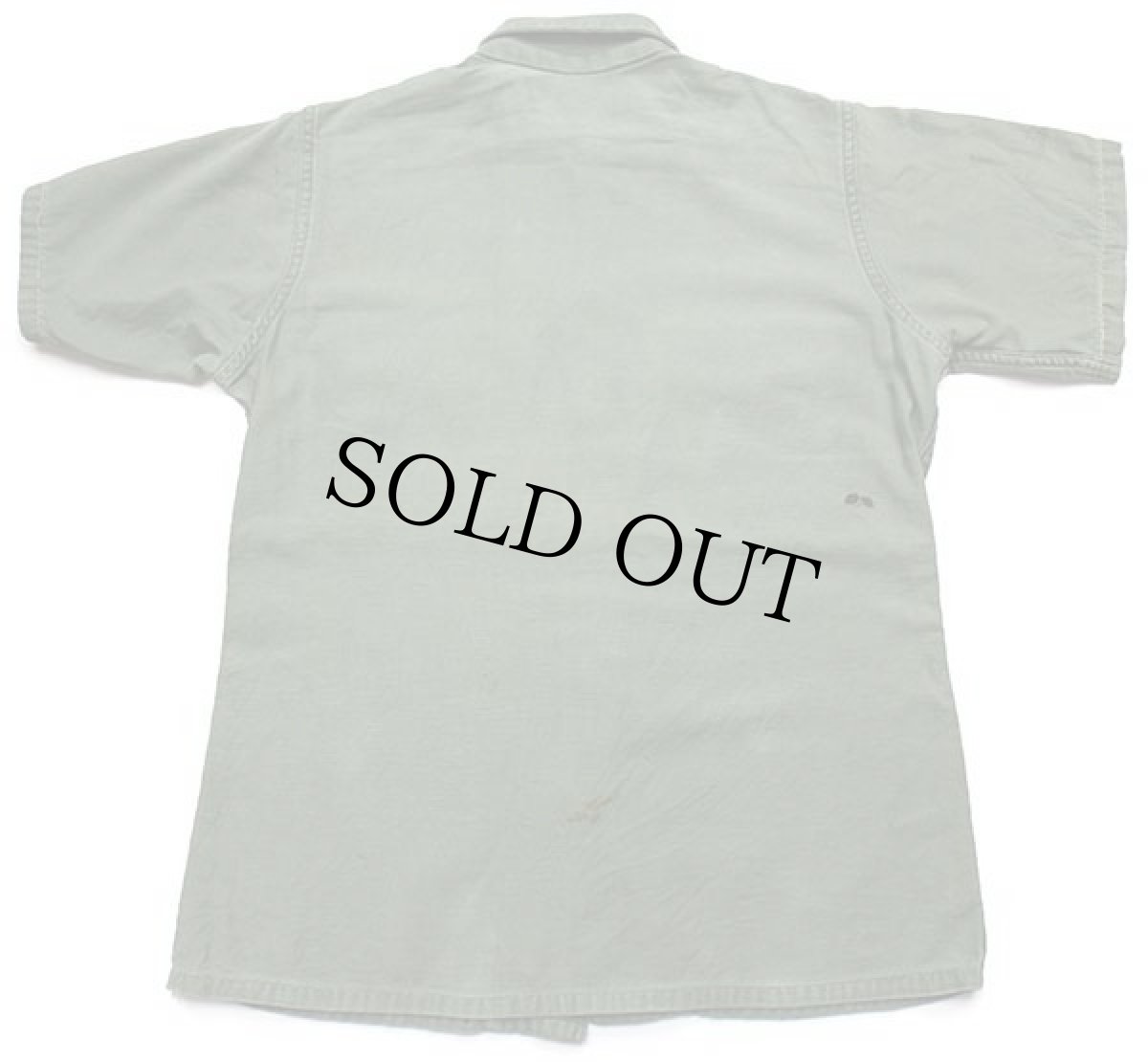 画像2: 70s 米軍 U.S.ARMY 半袖 コットンサテン ユーティリティシャツ カスタム ボロ オリーブグリーン (2)