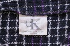 画像4: 00s Calvin Klein カルバンクライン チェック ノーカラー 半袖 コットン ライトネルシャツ M (4)