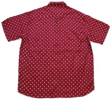 画像2: 80s UNKNOWN ドット柄 半袖 レーヨンシャツ 濃赤×グレーベージュ (2)