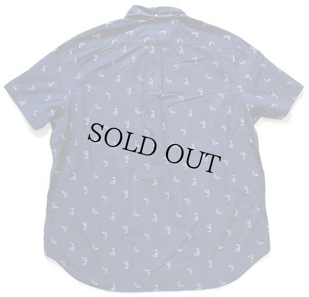 画像2: ラルフローレン 総柄 三点留め ボタンダウン プルオーバー 半袖 オックスフォード コットンシャツ 紺 XL (2)