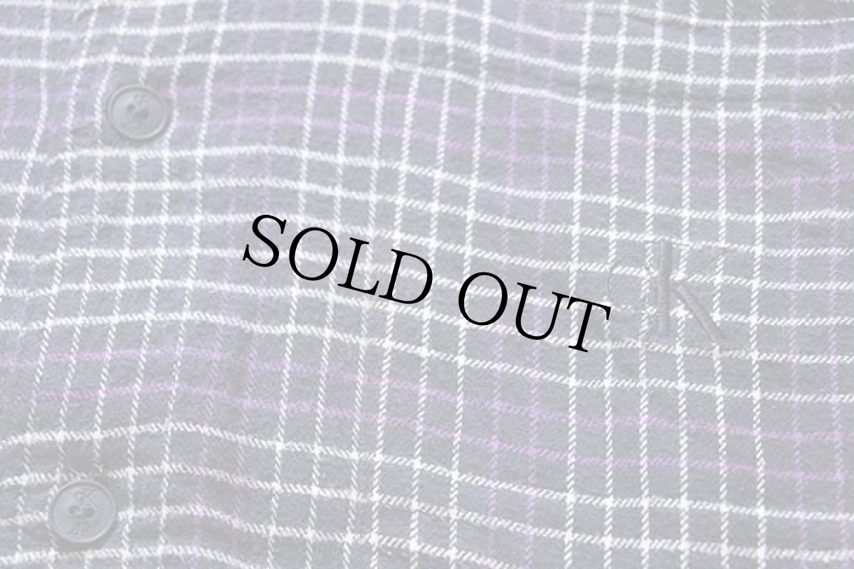 画像5: 00s Calvin Klein カルバンクライン チェック ノーカラー 半袖 コットン ライトネルシャツ M (5)