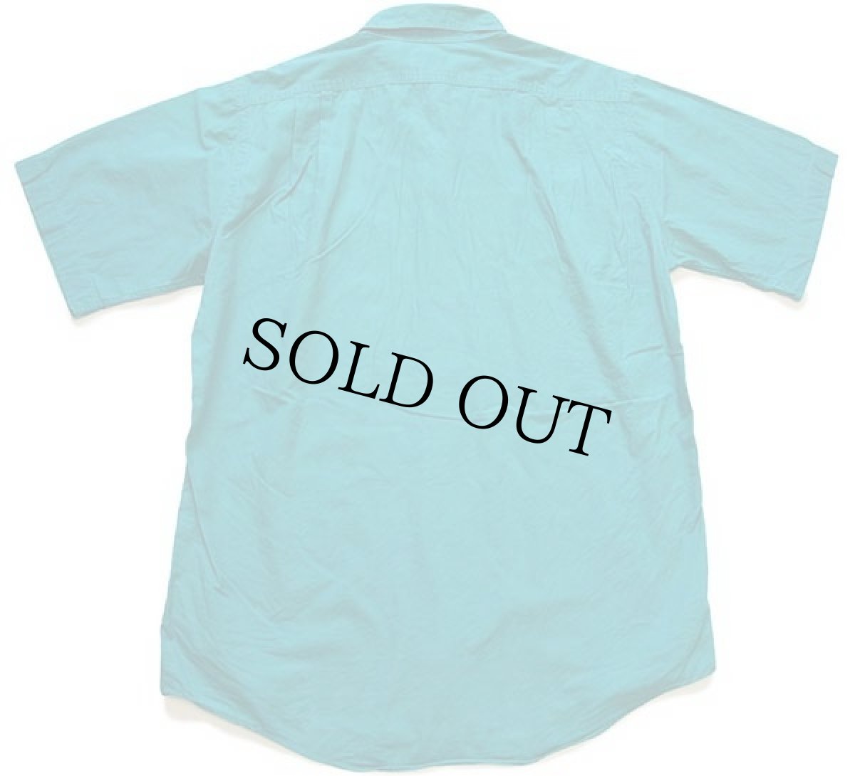 画像2: 80s USA製 L.L.Bean 無地 半袖 コットンポプリンシャツ エメラルドグリーン×紫 M (2)