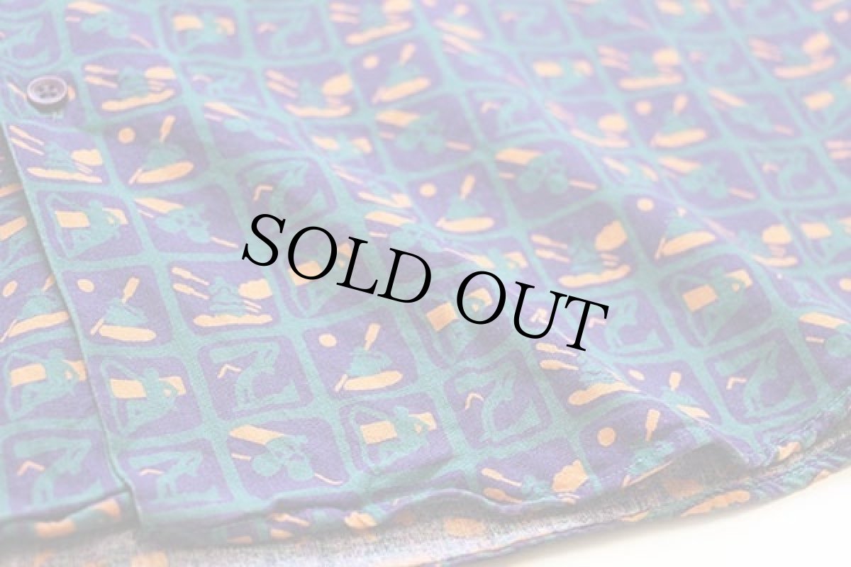 画像6: 80s USA製 L.L.Bean カヤック×ロードバイク×クライミング 総柄 半袖 コットンシャツ XL-T (6)