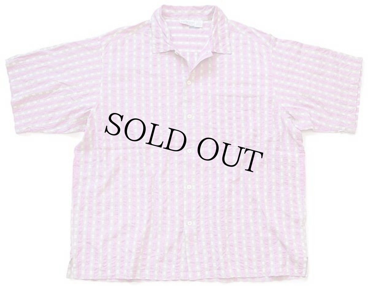 画像1: 90s patagoniaパタゴニア 織り柄 ストライプ 半袖 コットンシャツ (1)
