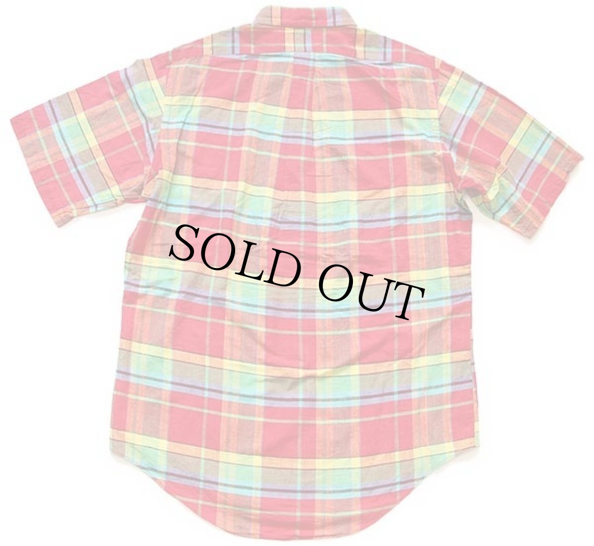 画像2: 90s ラルフローレン マドラスチェック ボタンダウン 半袖 コットンシャツ L (2)