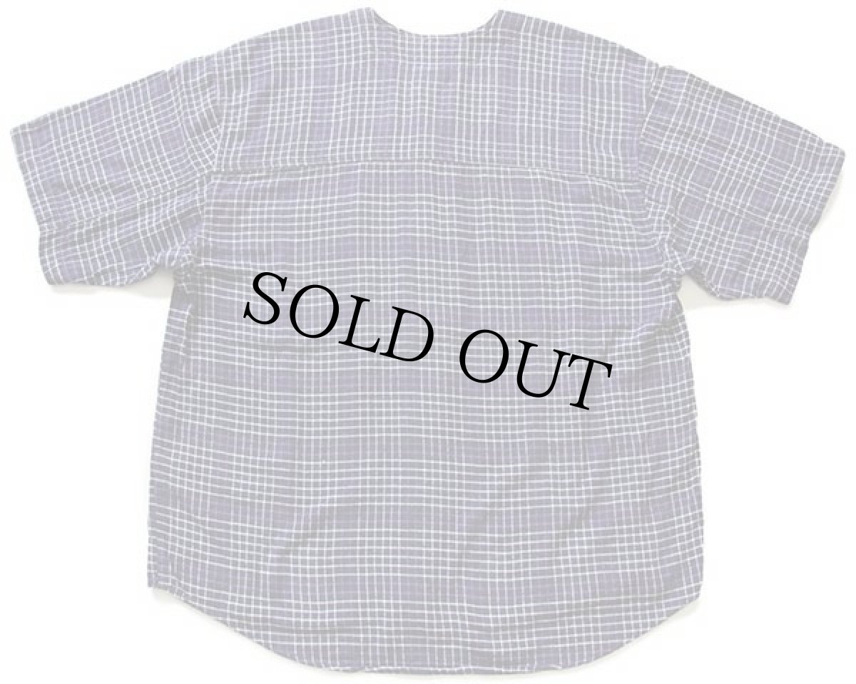 画像2: 00s Calvin Klein カルバンクライン チェック ノーカラー 半袖 コットン ライトネルシャツ M (2)