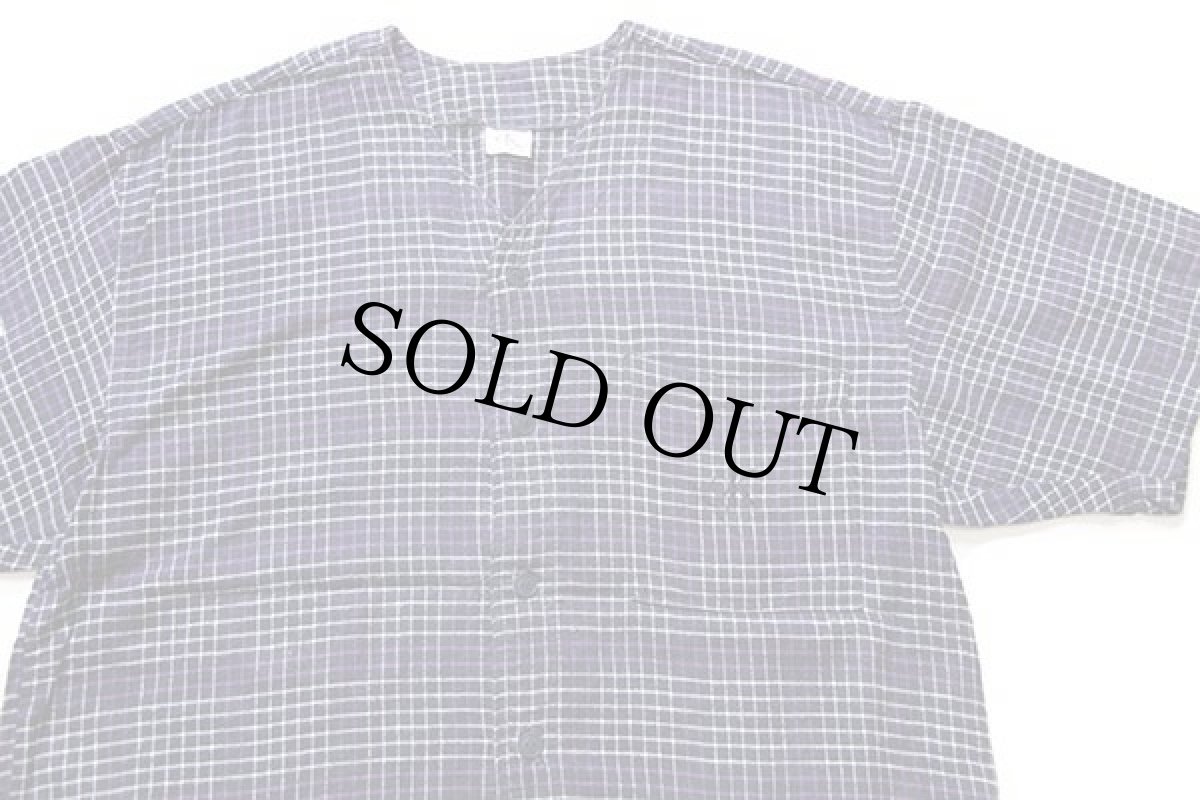画像3: 00s Calvin Klein カルバンクライン チェック ノーカラー 半袖 コットン ライトネルシャツ M (3)