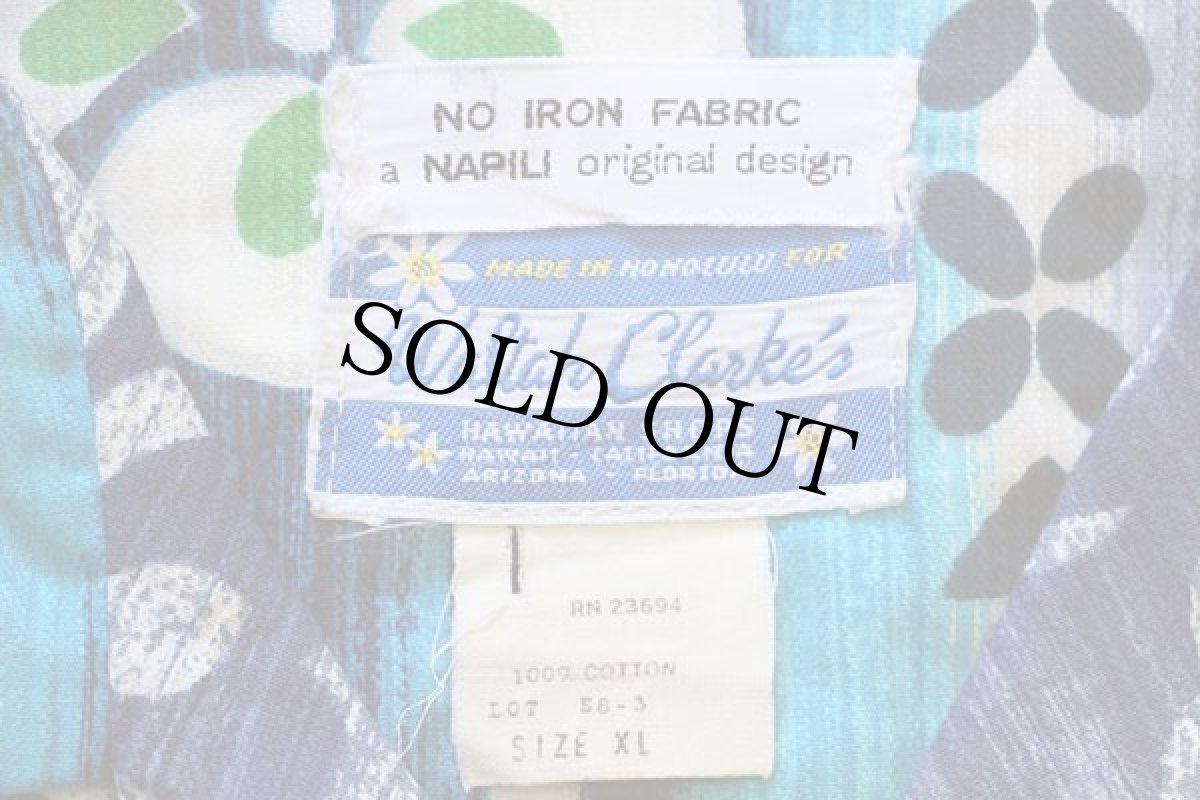 画像4: 70s ハワイ製 Waltah Clarke's ハイビスカス柄 コットン アロハシャツ XL (4)