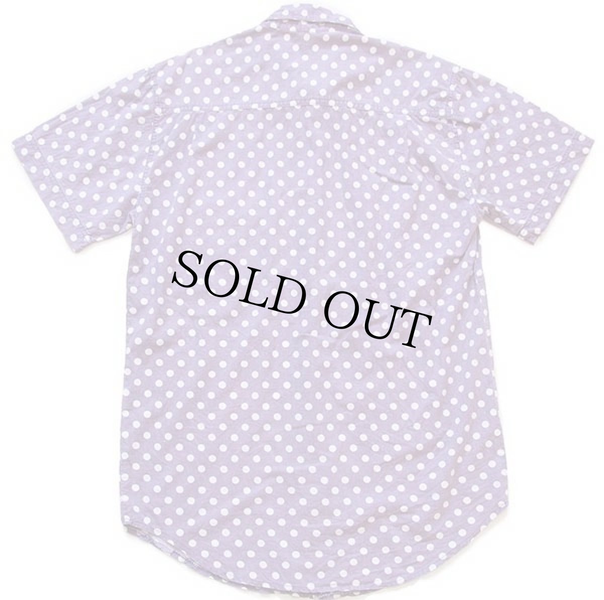 画像2: 80s UNKNOWN ドット柄 半袖 コットンシャツ ラベンダー×ホワイト 1 (2)
