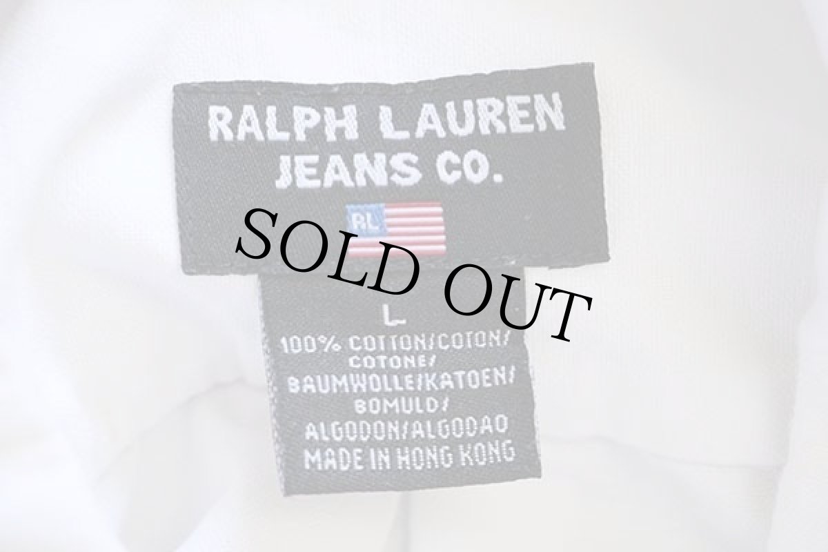 画像4: 90s ラルフローレン ジーンズ ワンポイント&ポケット付き ボタンダウン 半袖 オックスフォード コットンシャツ 白 L (4)