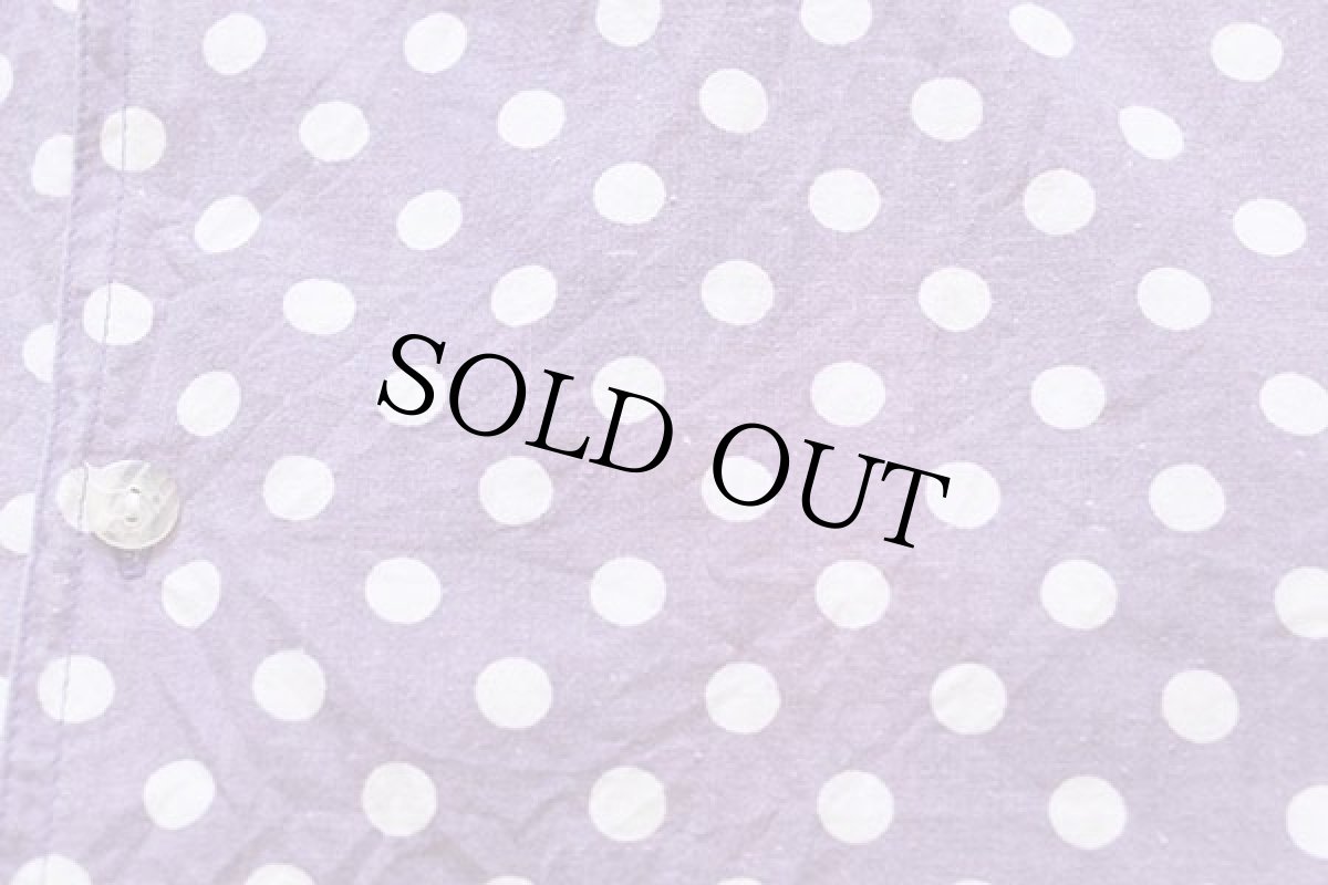 画像6: 80s UNKNOWN ドット柄 半袖 コットンシャツ ラベンダー×ホワイト 1 (6)