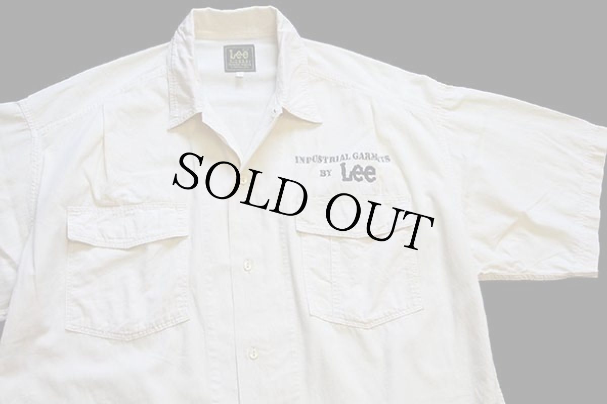 画像3: Leeリー RIDERS ステンシル ロゴ 半袖 コットン ワークシャツ クリーム L★ユーロ (3)