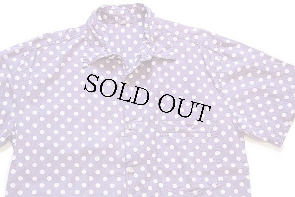画像3: 80s UNKNOWN ドット柄 半袖 コットンシャツ ラベンダー×ホワイト 1 (3)