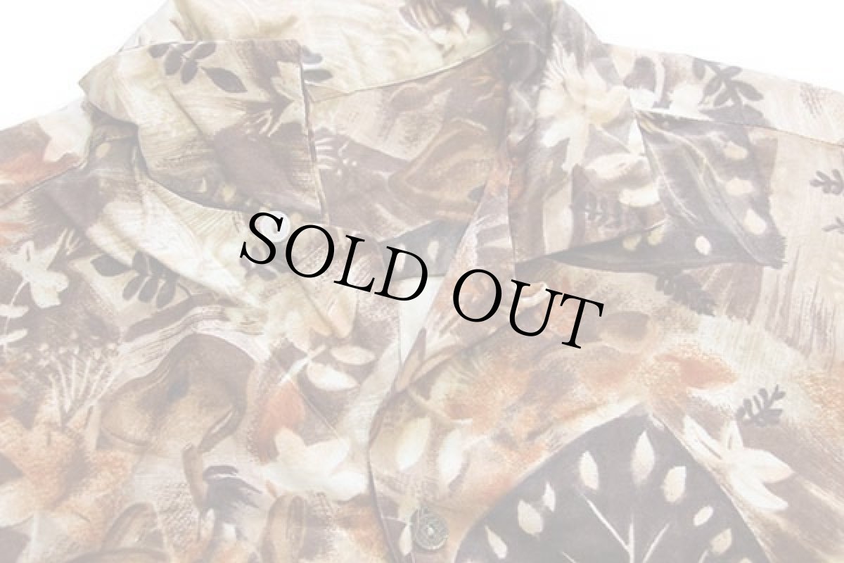 画像5: 60s ハワイ製 HOALOHA フラワー×リーフ柄 アロハシャツ (5)