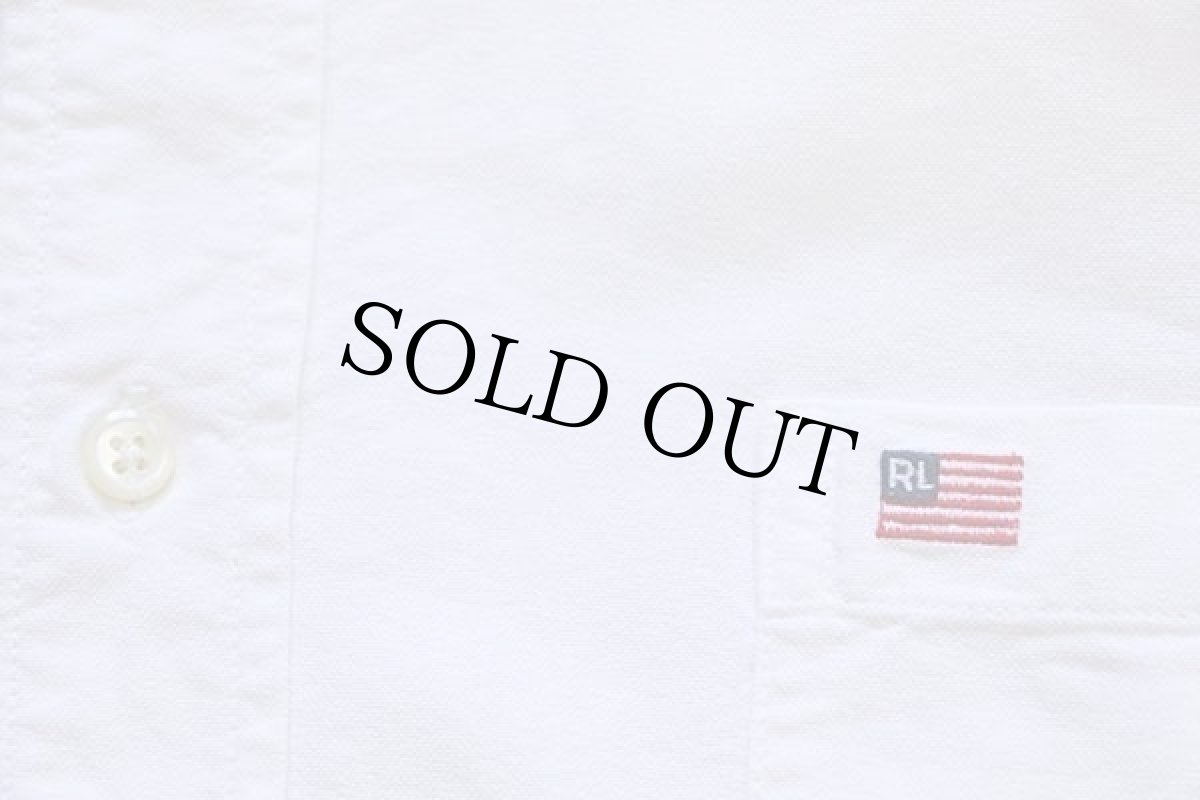 画像5: 90s ラルフローレン ジーンズ ワンポイント&ポケット付き ボタンダウン 半袖 オックスフォード コットンシャツ 白 L (5)