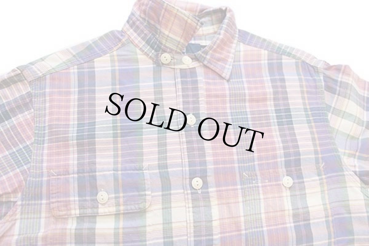 画像3: 00s ポロ ラルフローレン マドラスチェック チンスト付き コットン ワークシャツ S★インド綿 (3)