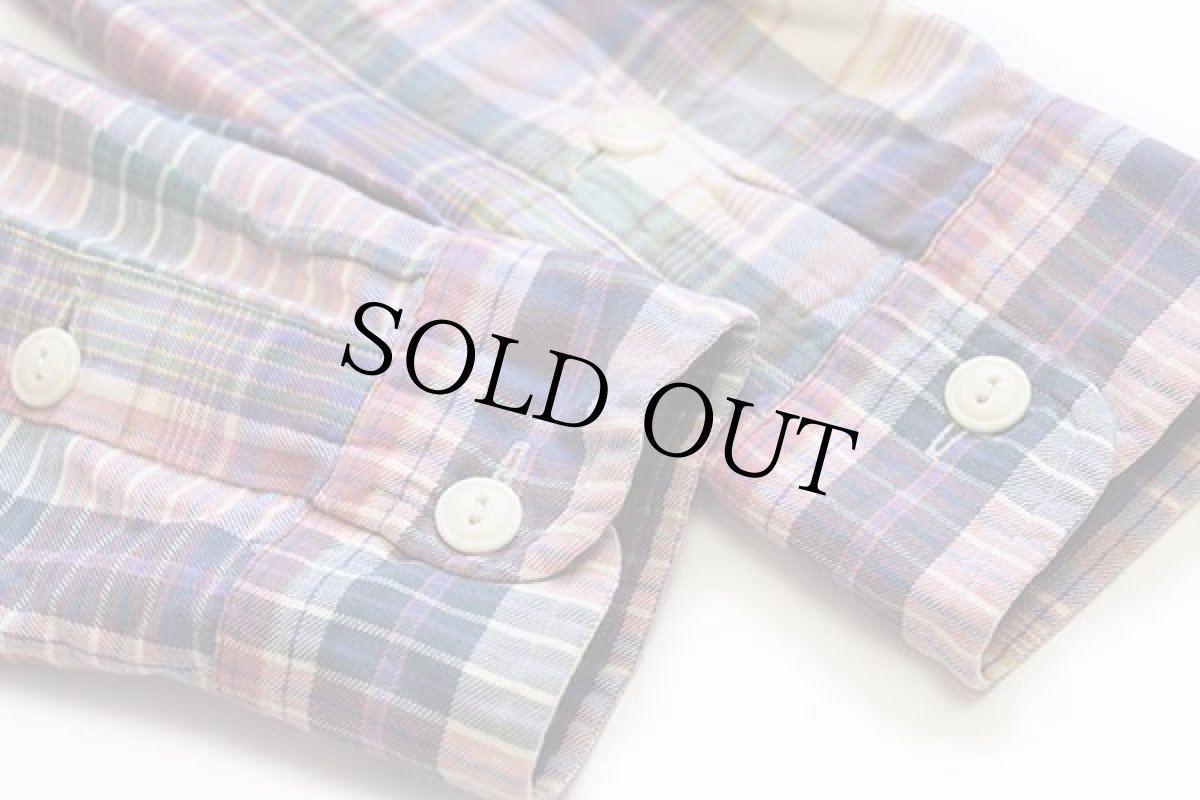 画像6: 00s ポロ ラルフローレン マドラスチェック チンスト付き コットン ワークシャツ S★インド綿 (6)