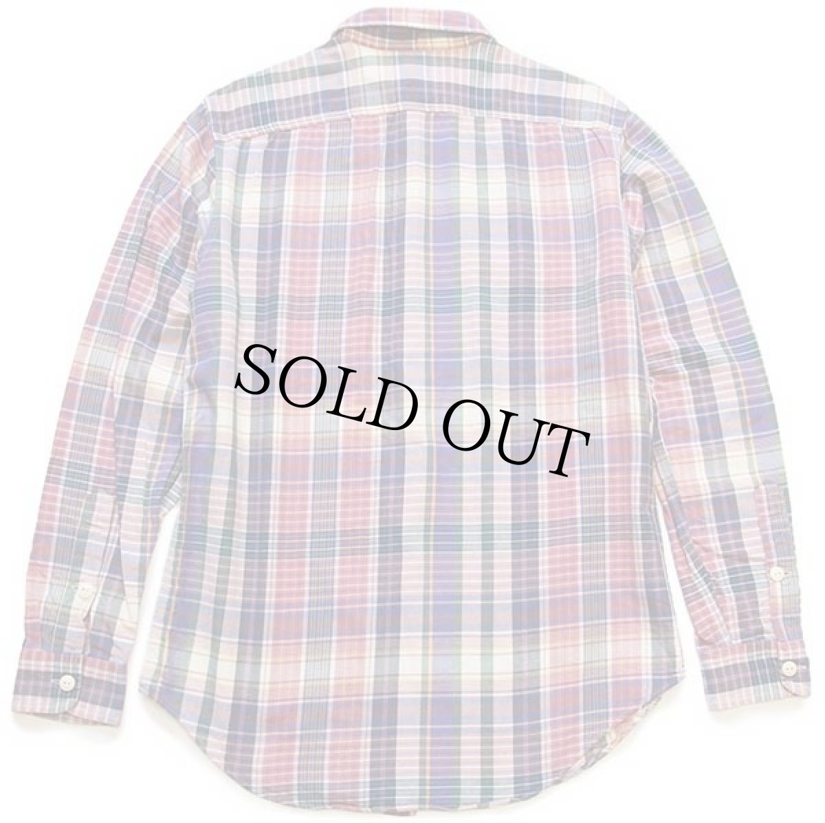 画像2: 00s ポロ ラルフローレン マドラスチェック チンスト付き コットン ワークシャツ S★インド綿 (2)