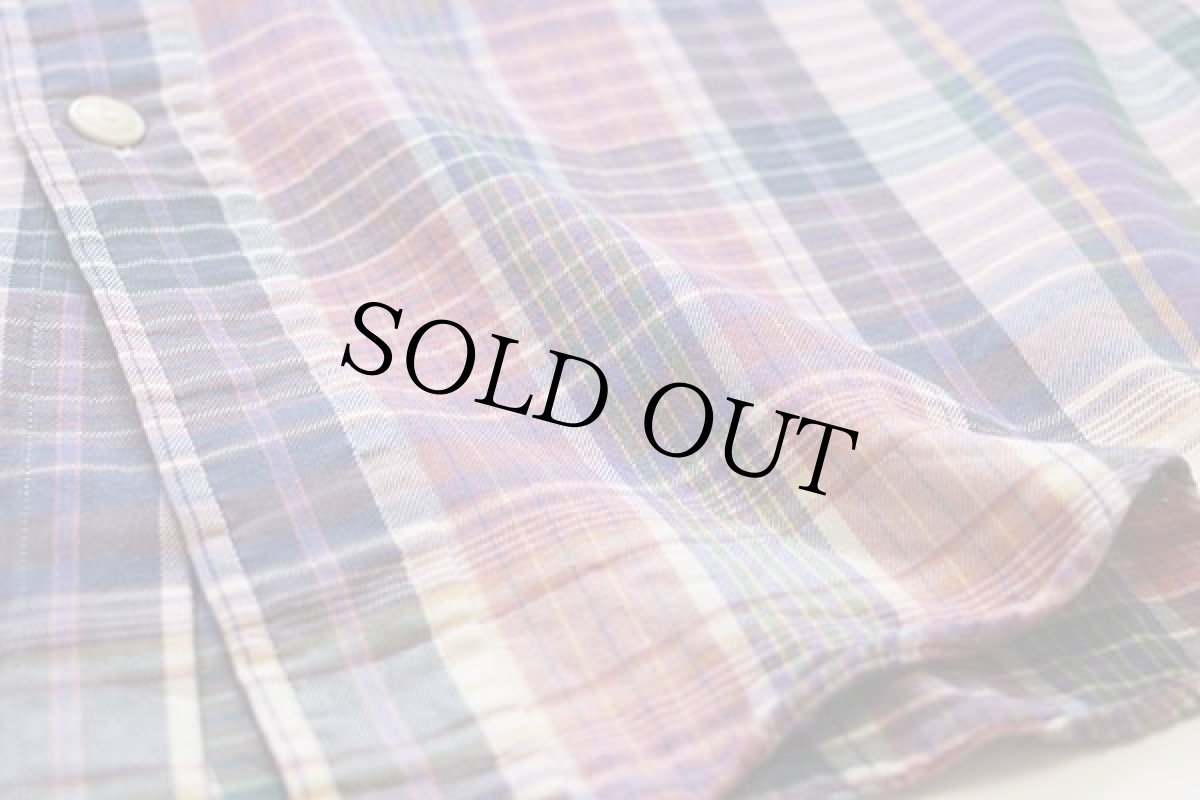 画像5: 00s ポロ ラルフローレン マドラスチェック チンスト付き コットン ワークシャツ S★インド綿 (5)