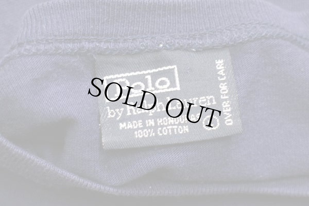 画像4: 90s ポロ ラルフローレン ロゴ刺繍 コットン ポケット付き 長袖Tシャツ ナス紺 L (4)
