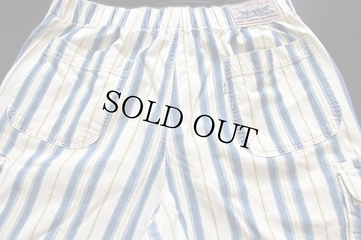 画像4: 90s イタリア製 Levi'sリーバイス ランダムストライプ コットン ダンガリー カーゴ ショートパンツ 34★ショーツ ユーロ (4)