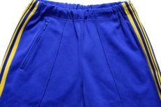 画像9: 70s Helanca ツートン 切り替え ハイネック トラックジャケット&パンツ セットアップ 黄×青 5★ジャージ (9)