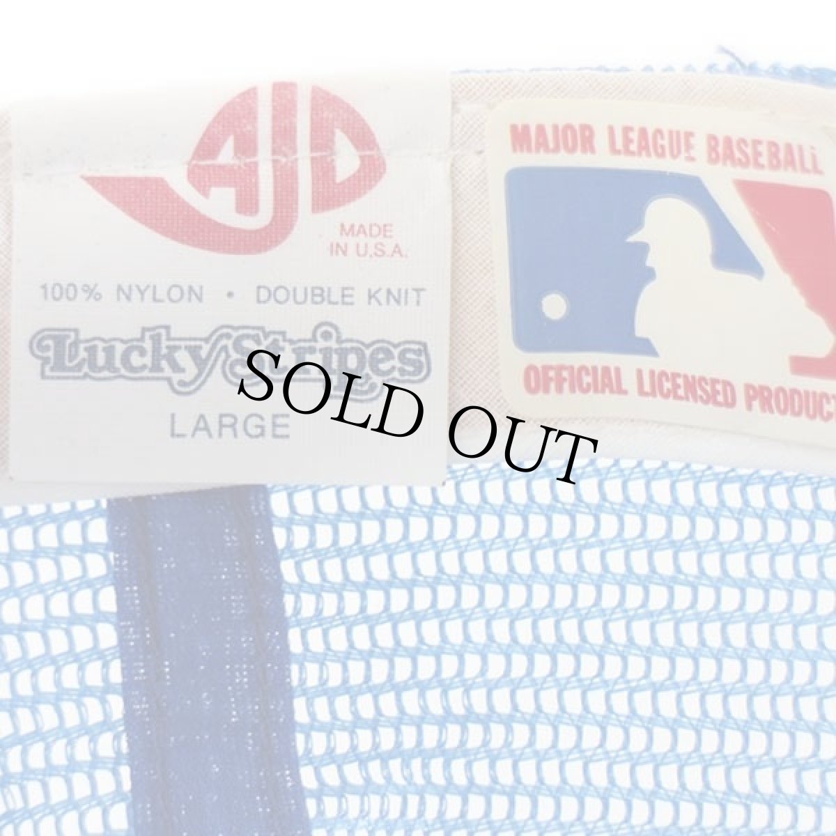 画像5: 80s USA製 MLB ATLANTA BRAVES ロゴ パッチ付き ツートン 切り替え メッシュキャップ 青×白 L (5)