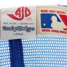 画像5: 80s USA製 MLB ATLANTA BRAVES ロゴ パッチ付き ツートン 切り替え メッシュキャップ 青×白 L (5)