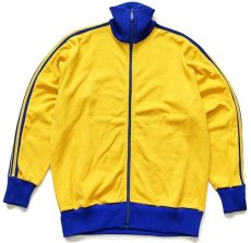 画像2: 70s Helanca ツートン 切り替え ハイネック トラックジャケット&パンツ セットアップ 黄×青 5★ジャージ (2)