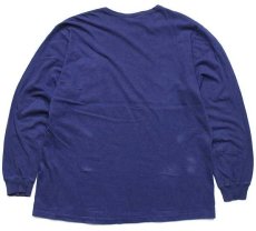 画像2: 90s ポロ ラルフローレン ロゴ刺繍 コットン ポケット付き 長袖Tシャツ ナス紺 L (2)