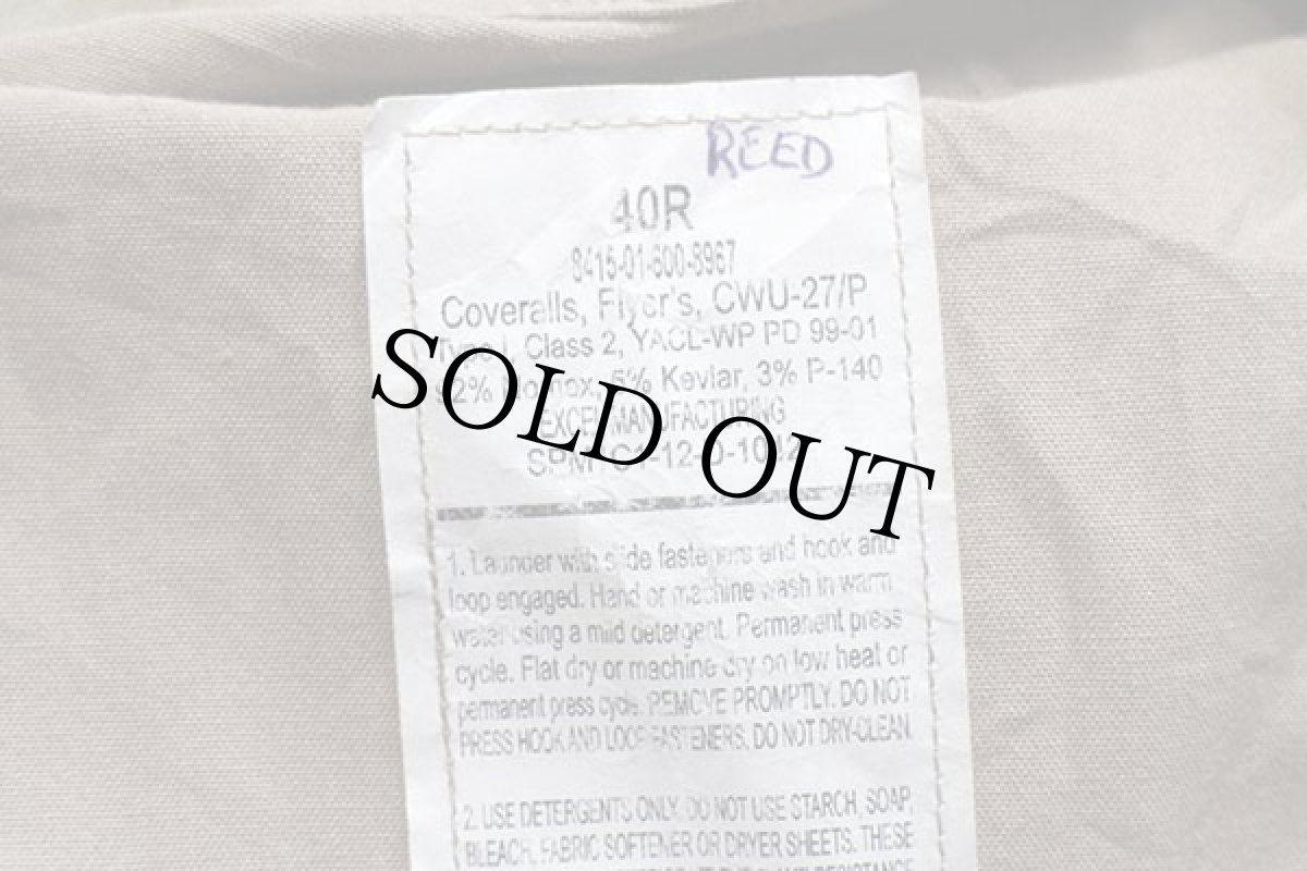 画像6: 12 米軍 CWU-27/P カバーオール NOMEX フライトスーツ デザートタン 40R★つなぎ (6)