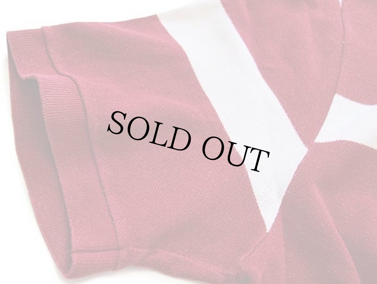 画像6: 90s LACOSTEラコステ 太ボーダー コットン 鹿の子 ポロシャツ 濃赤×オフホワイト 7 (6)