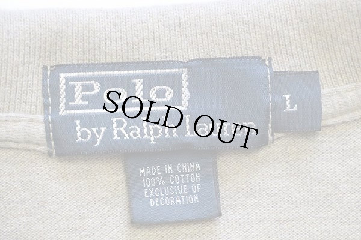 画像4: ポロ ラルフローレン ワンポイント コットン 鹿の子 長袖ポロシャツ 杢グレーベージュ L (4)