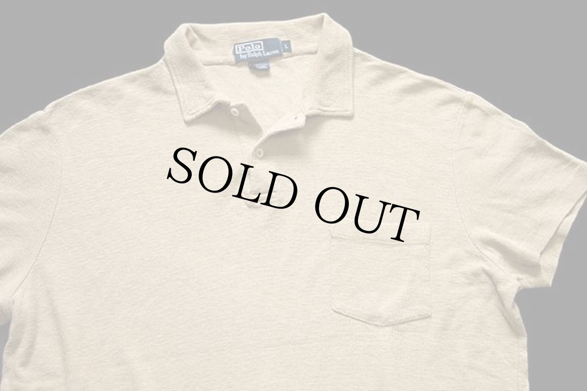 画像3: 00s ポロ ラルフローレン ポケット付き リネン×コットン ポロシャツ カーキ L (3)