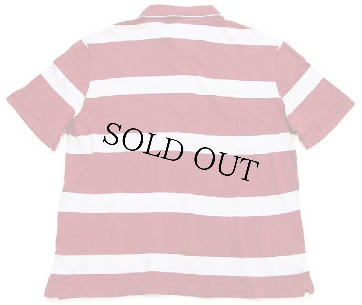 画像2: 90s LACOSTEラコステ 太ボーダー コットン 鹿の子 ポロシャツ 濃赤×オフホワイト 7 (2)