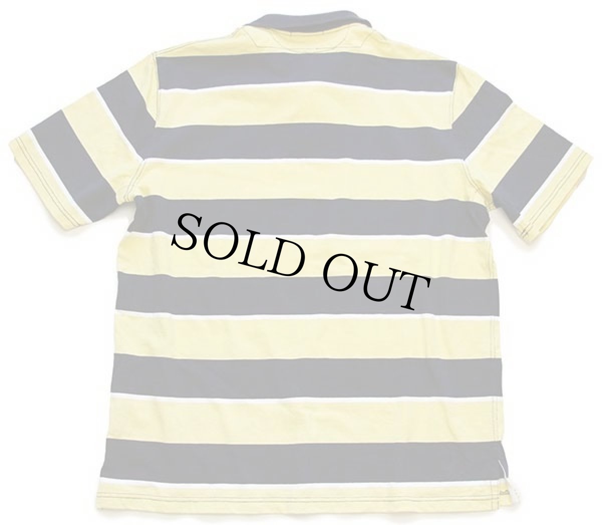 画像2: 00s ポロ ラルフローレン 太ボーダー 半袖 コットン ラガーシャツ 紺×黄×白 L (2)