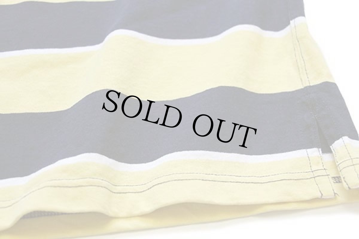 画像5: 00s ポロ ラルフローレン 太ボーダー 半袖 コットン ラガーシャツ 紺×黄×白 L (5)