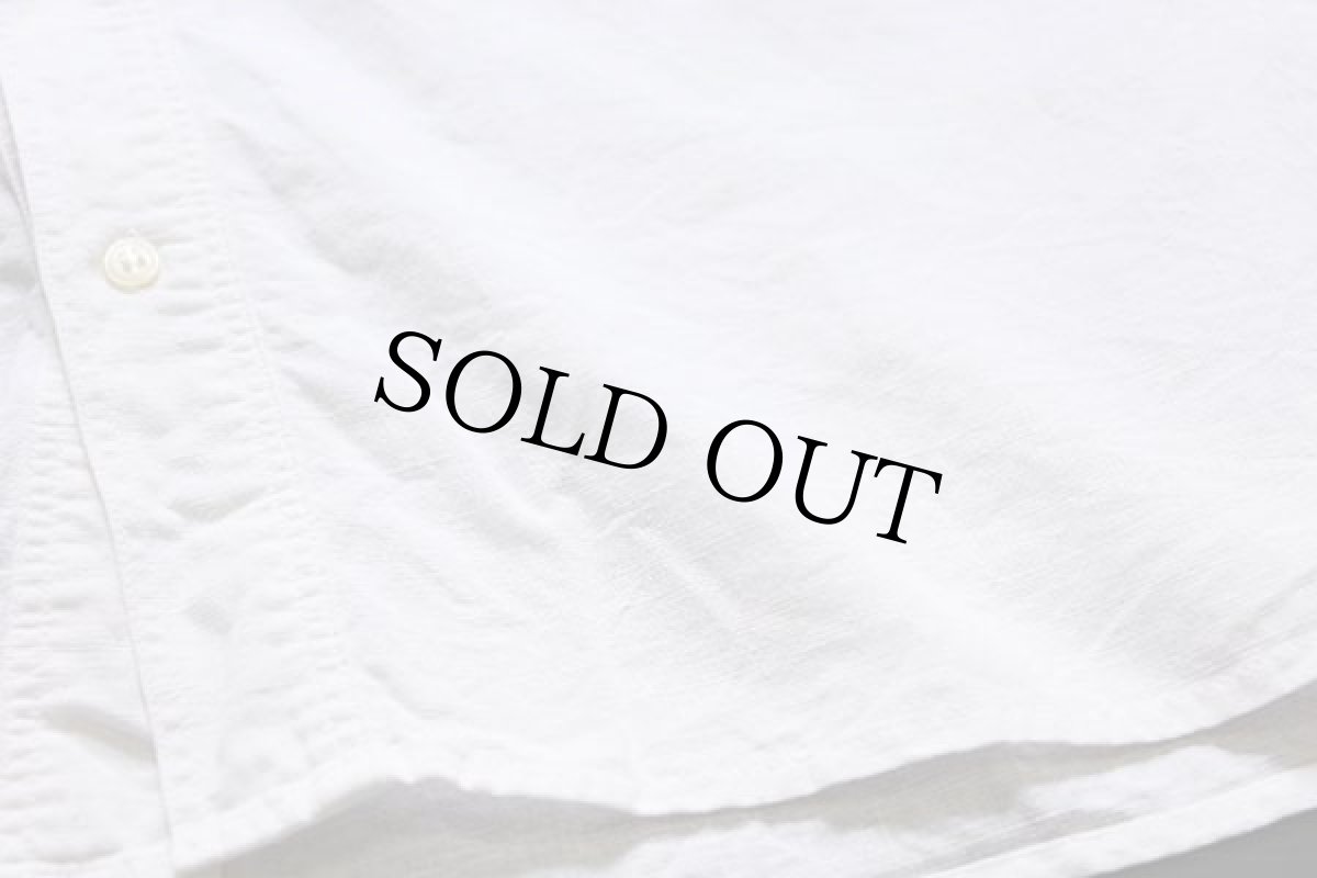 画像6: 80s イタリア製 STEFANEL ノーカラー 半袖 コットン×リネンシャツ 生成り L (6)