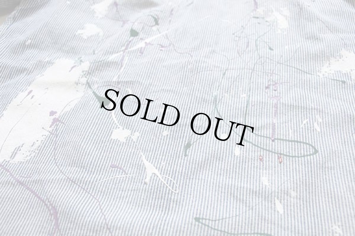 画像5: UNKNOWN ヒッコリー ストライプ コットン ワークシャツ ボロ ペンキ飛び (5)