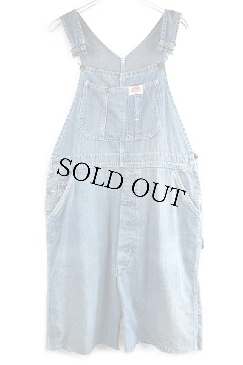 画像2: 60s ROUND HOUSEラウンドハウス カットオフ インディゴ デニム オーバーオール w42 (2)