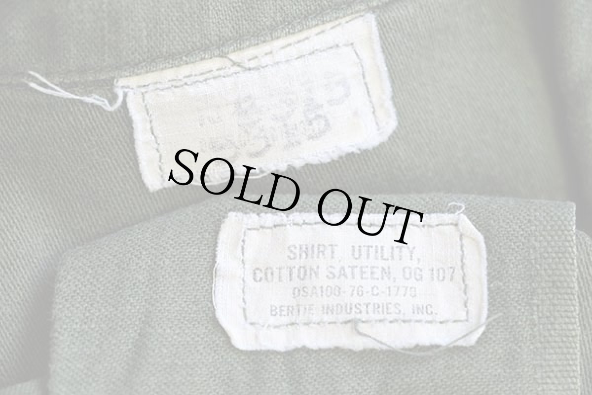 画像5: 70s 米軍 U.S.AIR FORCE パッチ付き 半袖 コットンサテン ユーティリティシャツ カスタム オリーブグリーン 15 (5)