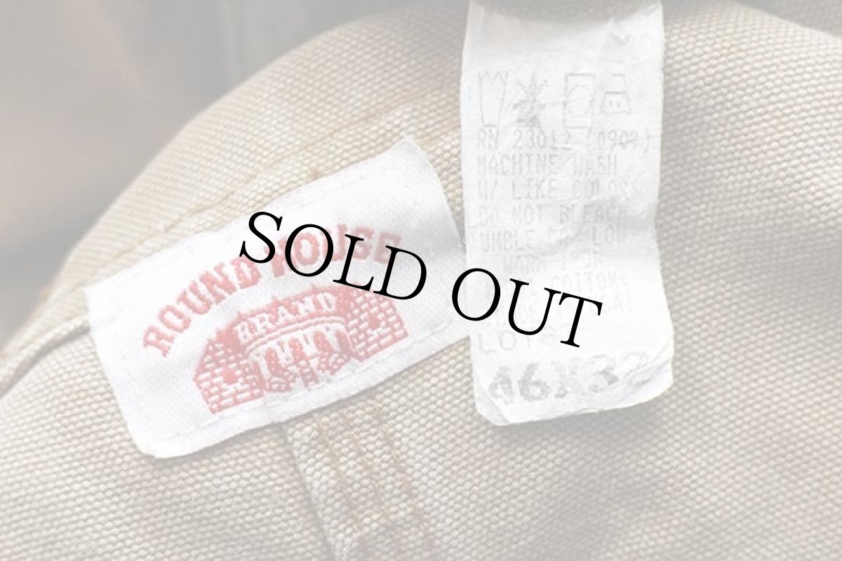 画像4: USA製 ROUND HOUSEラウンドハウス ダック地 ダブルニー オーバーオール 茶 フェード W46 L32 (4)