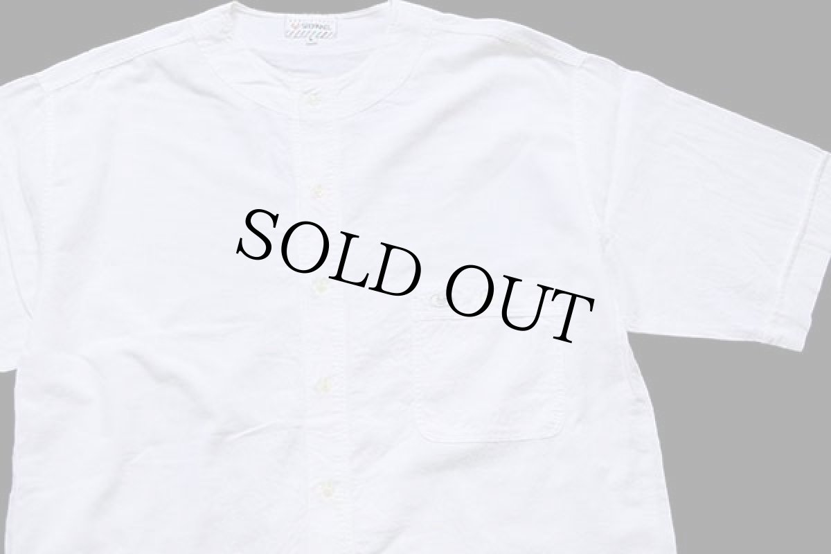 画像3: 80s イタリア製 STEFANEL ノーカラー 半袖 コットン×リネンシャツ 生成り L (3)