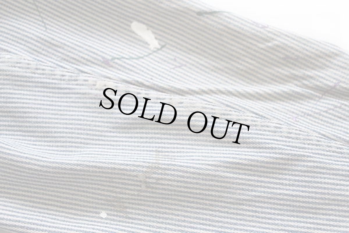 画像6: UNKNOWN ヒッコリー ストライプ コットン ワークシャツ ボロ ペンキ飛び (6)